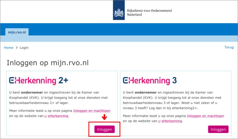 Machtiging regelen via Mijn RVO | e-CertNL