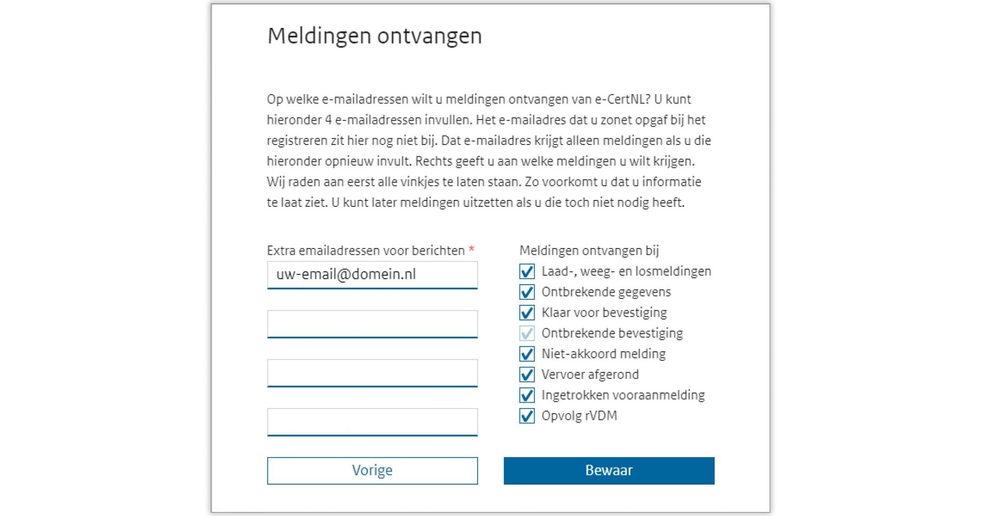 Schermvoorbeeld van het invoeren van bericht voorkeuren