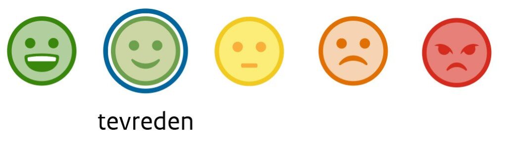 Voorbeeld van de smilies die getoond worden om een pagina te beoordelen.