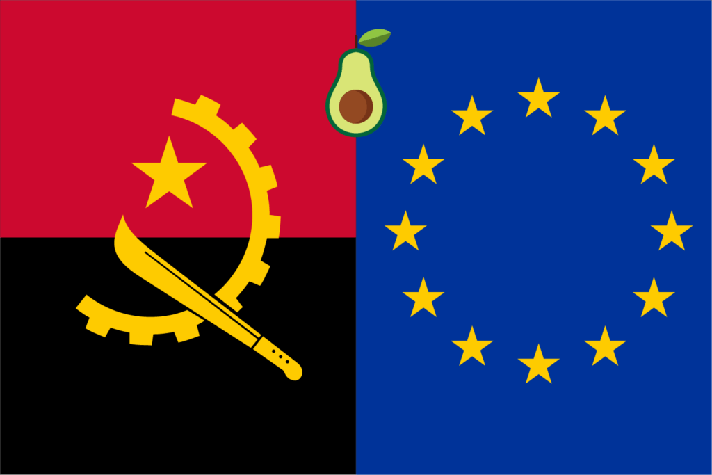 Illustratie met vlaggen van Angola en EU