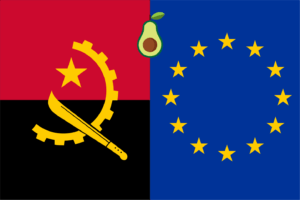 Illustratie met vlaggen van Angola en EU