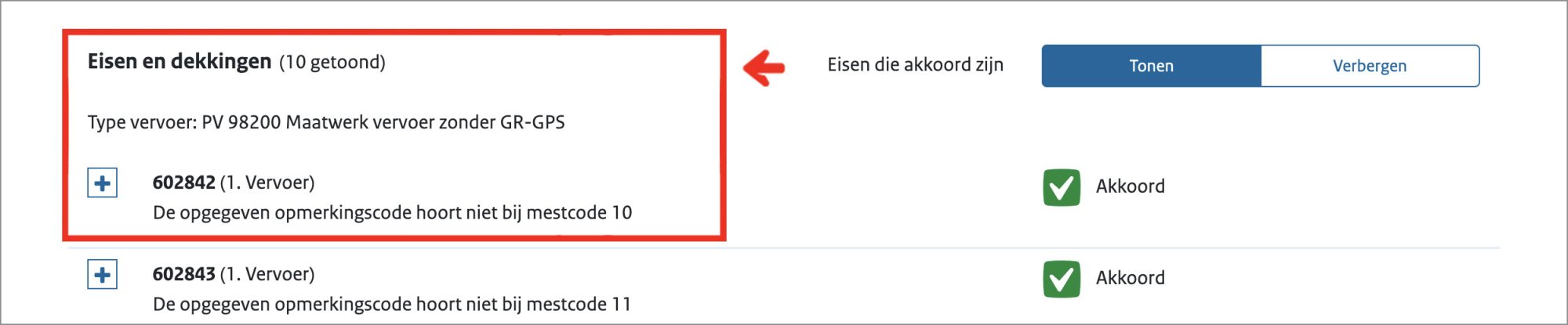Schermvoorbeeld van de tab Zekerheden met accent op eisen en dekkingen.