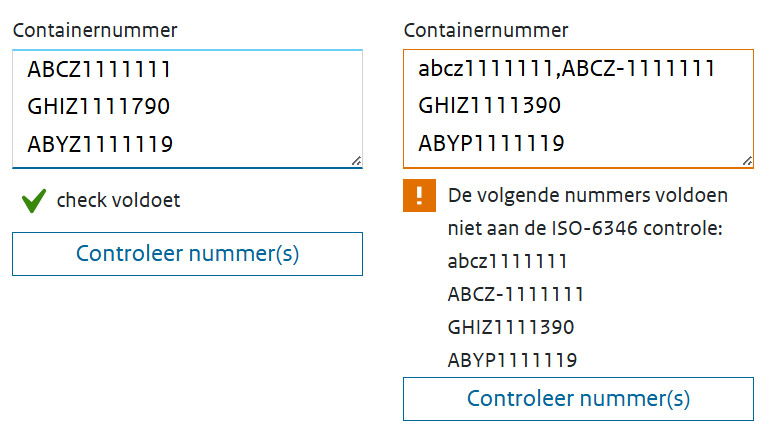 Schermvoorbeeld van de controle en uitkomsten.